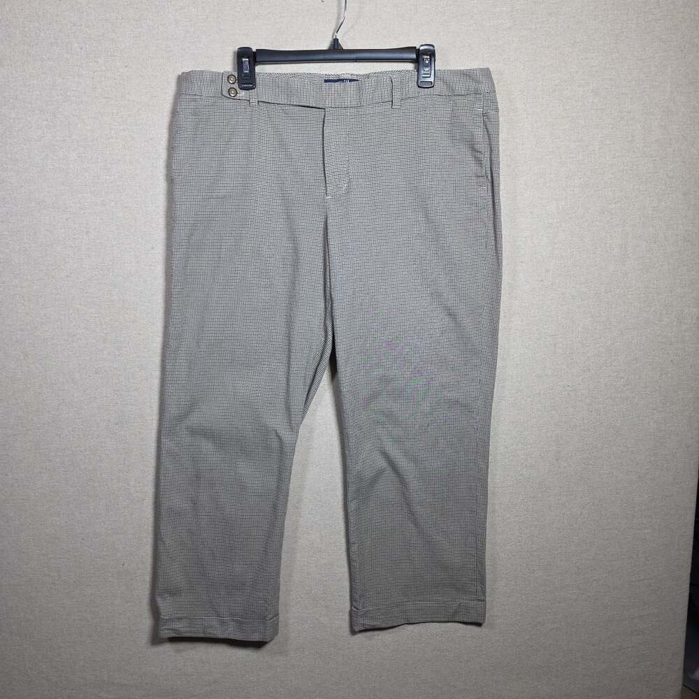 Gap Cropped Pants / Capri Pants Brown Micro Houndstooth Stretch Womens 16